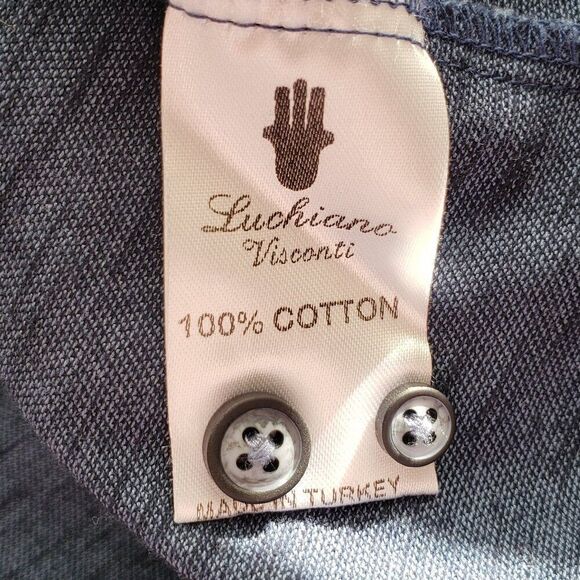 Luchiano Visconti Blue Oxford Button Front Shirt Mens Size L Long Sleeve Dressy - Picture 10 of 10